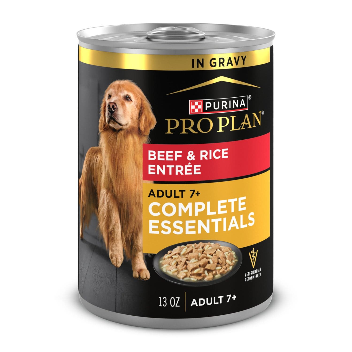 Purina Pro Plan Complete Essentials Senior Dog Food, Beef & Rice Entrée in Gravy, Adult 7+, 13 oz
